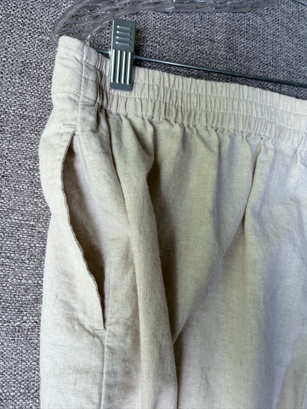 White Stag Light Cream linen Wide-Leg Embroidered Pants - Picture 8 of 14